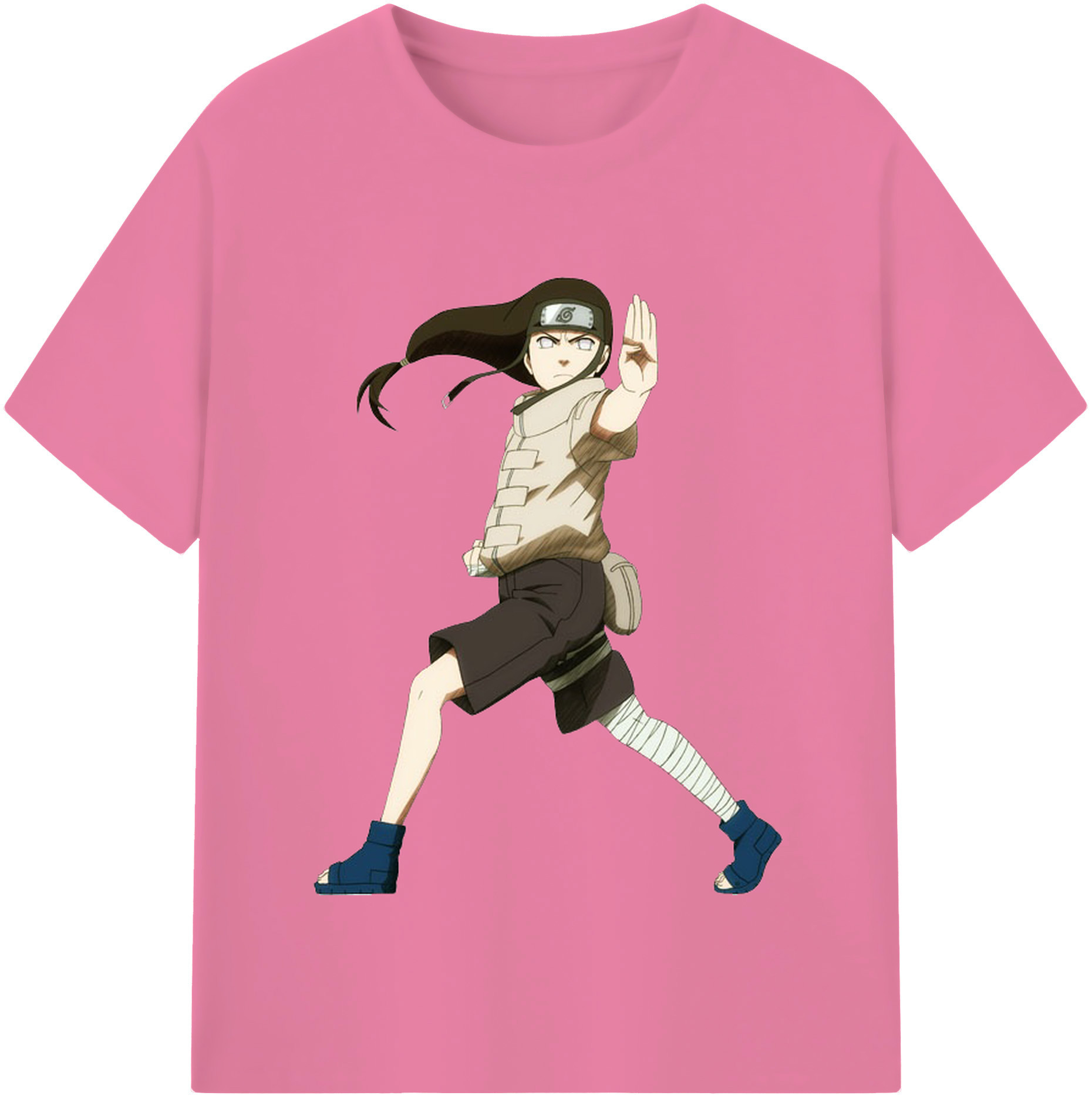 （画像用） NARUTO -ナルト- 日向ネジ Hyūga Neji 綿100％半袖Tシャツ（フロントプリント）